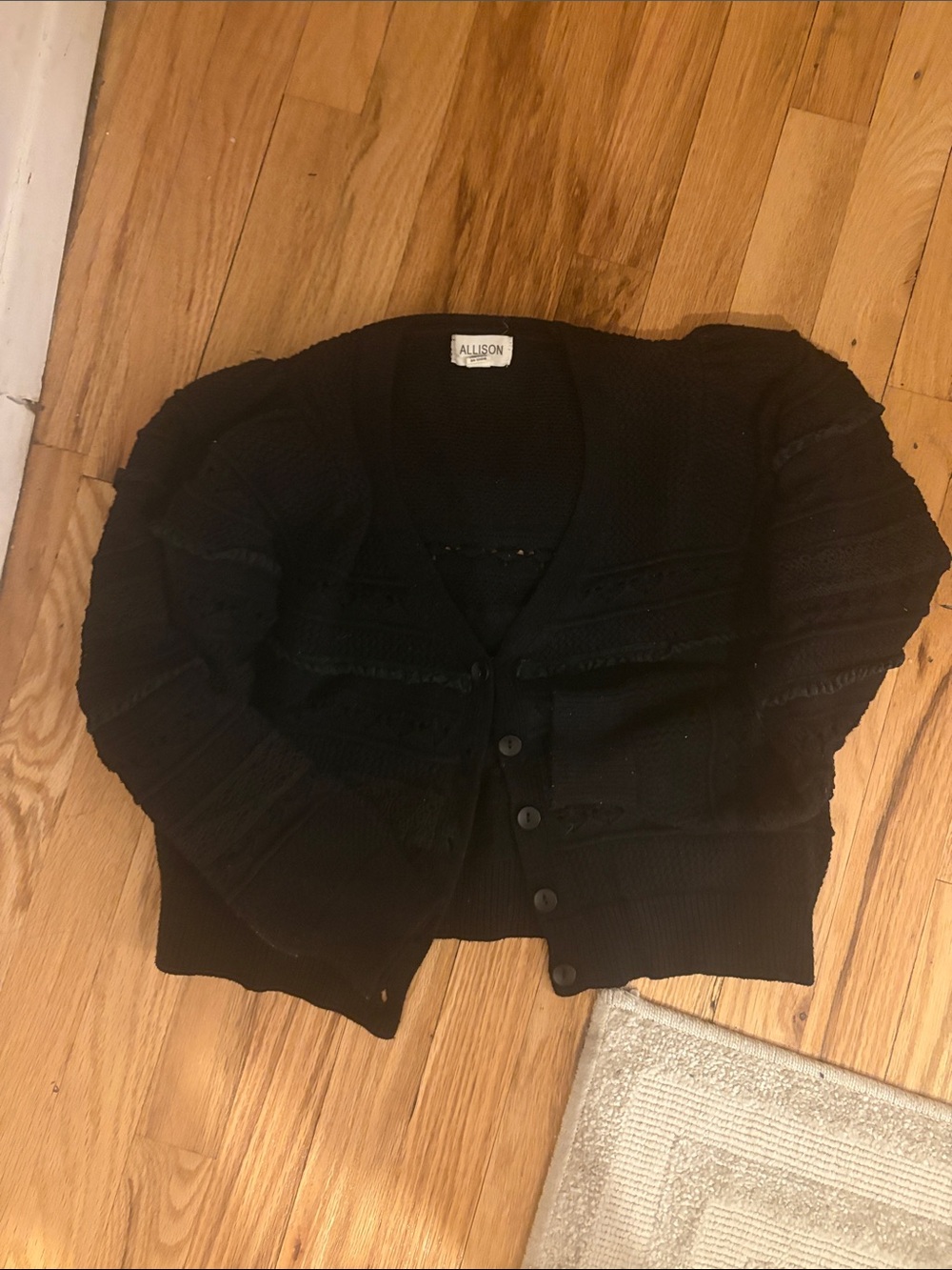Allison Cropped Black Button-Front Women’s Sweater